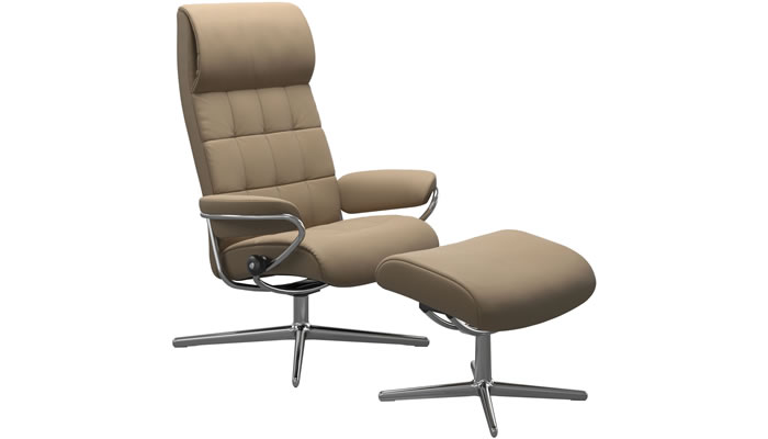Stressless London High Back with Stool in Paloma Funghi Leather